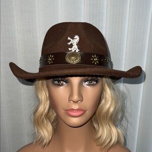 Unisex Brown Western Hat with horse designs